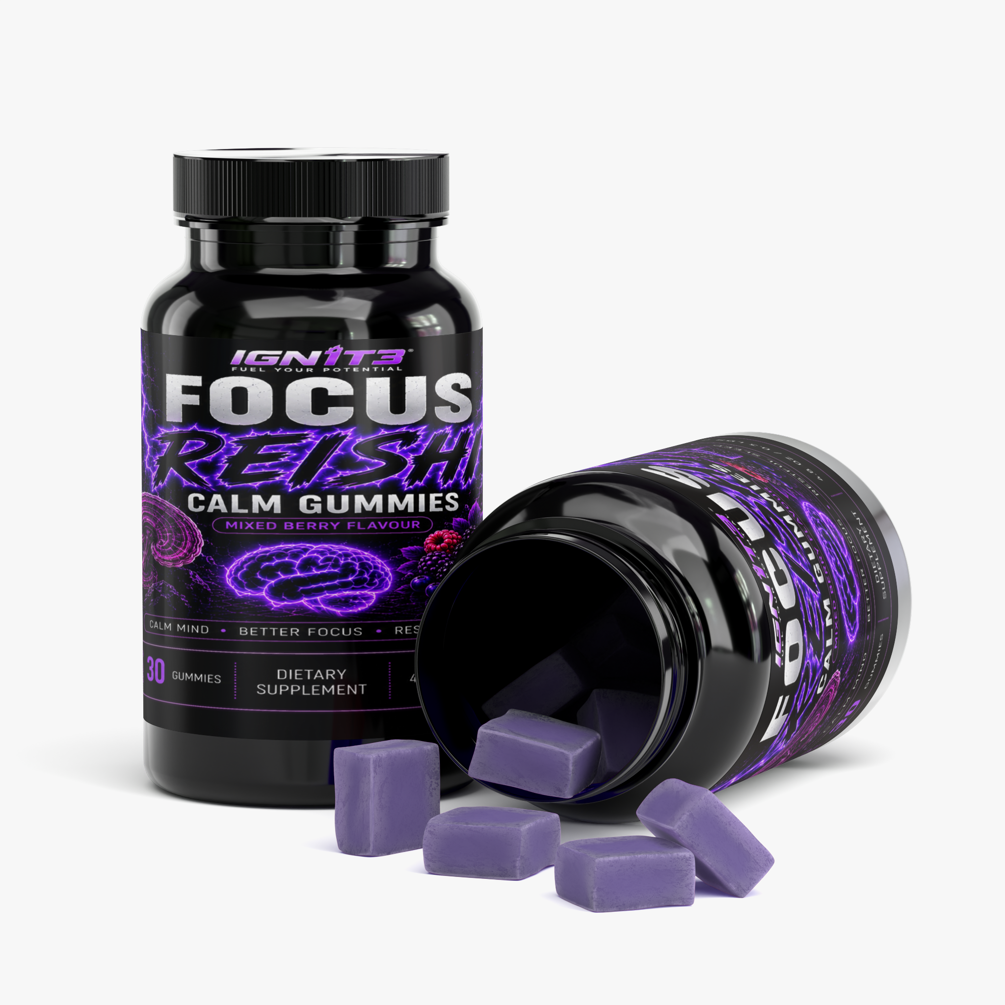 IGN1T3 - Focus - Reishi Relax Gummies - Blackberry Fruity