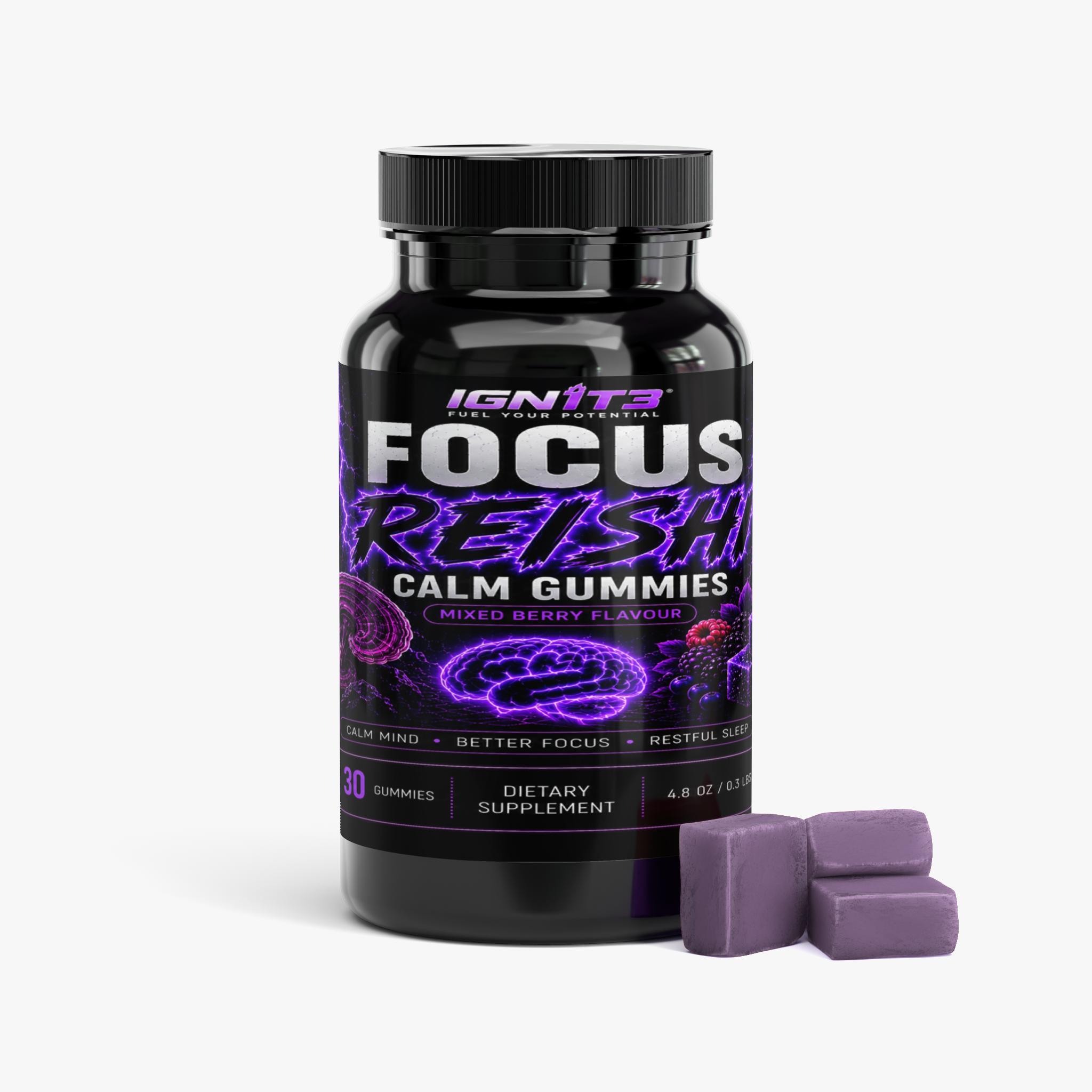 IGN1T3 - Focus - Reishi Relax Gummies - Blackberry Fruity