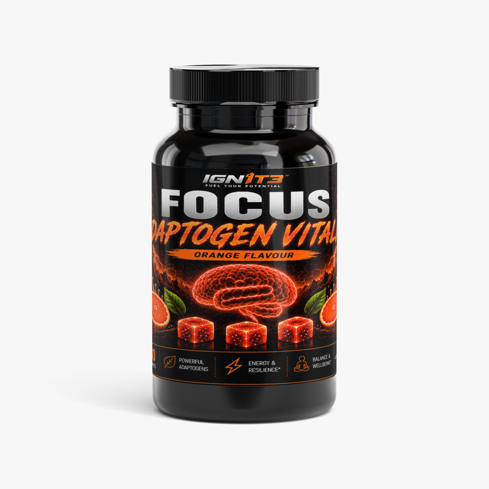 IGN1T3 - Focus - Adaptogen Vitality Gummies - Orange Flavour