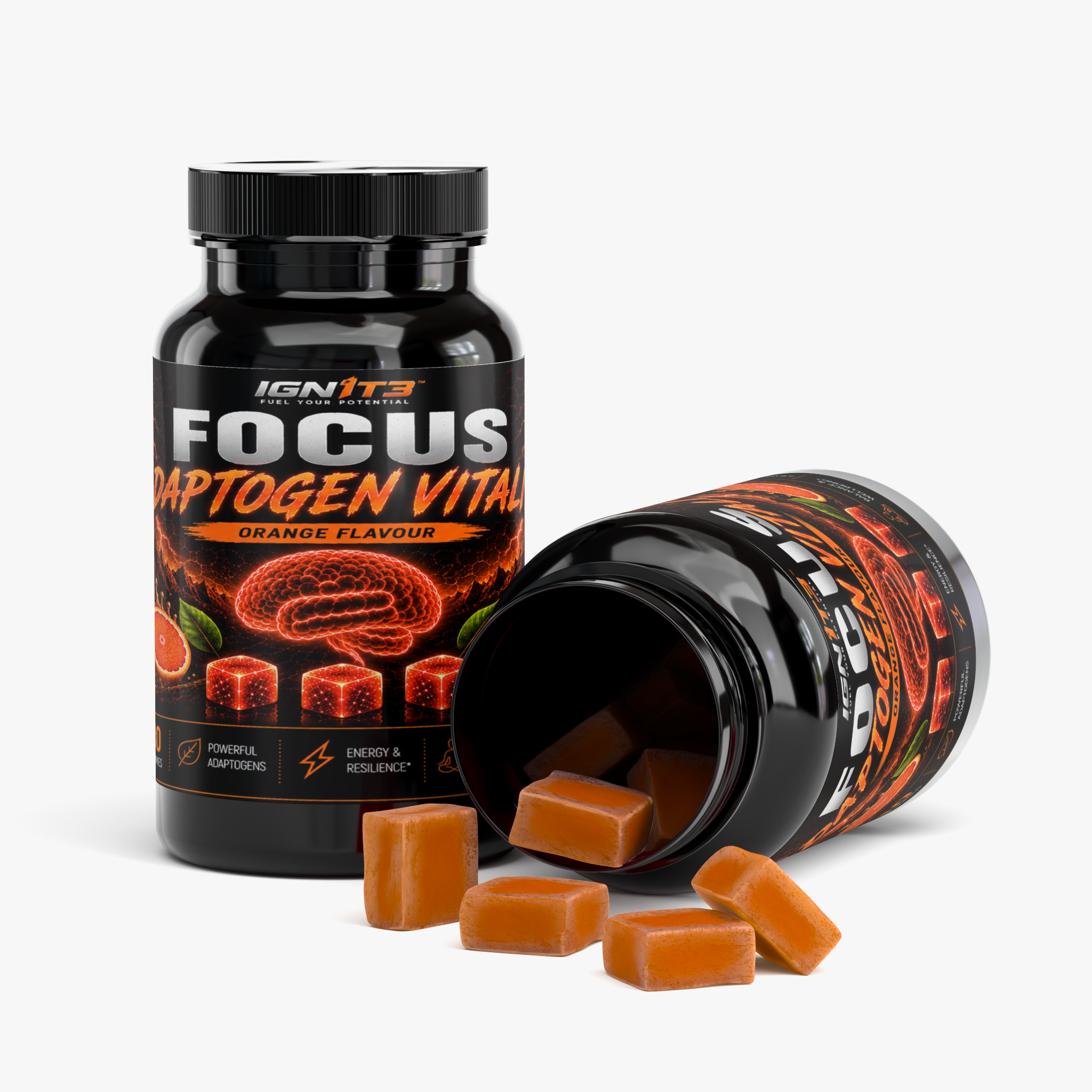 IGN1T3 - Focus - Adaptogen Vitality Gummies - Orange Flavour